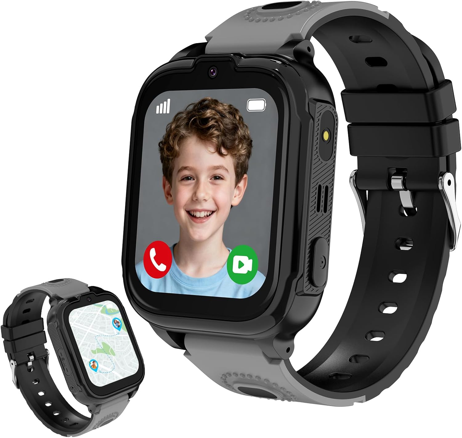 4G Children's Smartwatch with GPS and Phone – Children's Smartwatch with SOS, School Mode, Voice Chat, Alarm Clock and Long Battery Life, Gift for Children and Girls (Black)
