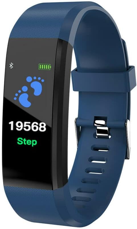 Fitness Tracker Bracelet with Heart Rate and Blood Pressure Smart Band Activity Tracker Smart Watch Waterproof Bluetooth Bracelet for Women Men (Blue)