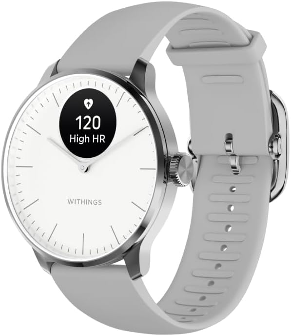 Withings ScanWatch Light Hybrid Smartwatch, 24/7 Heart Monitor, Activity Tracker, Cycle Monitoring, Sleep Monitor, Connected GPS, 30 Day Battery Life Compatible
