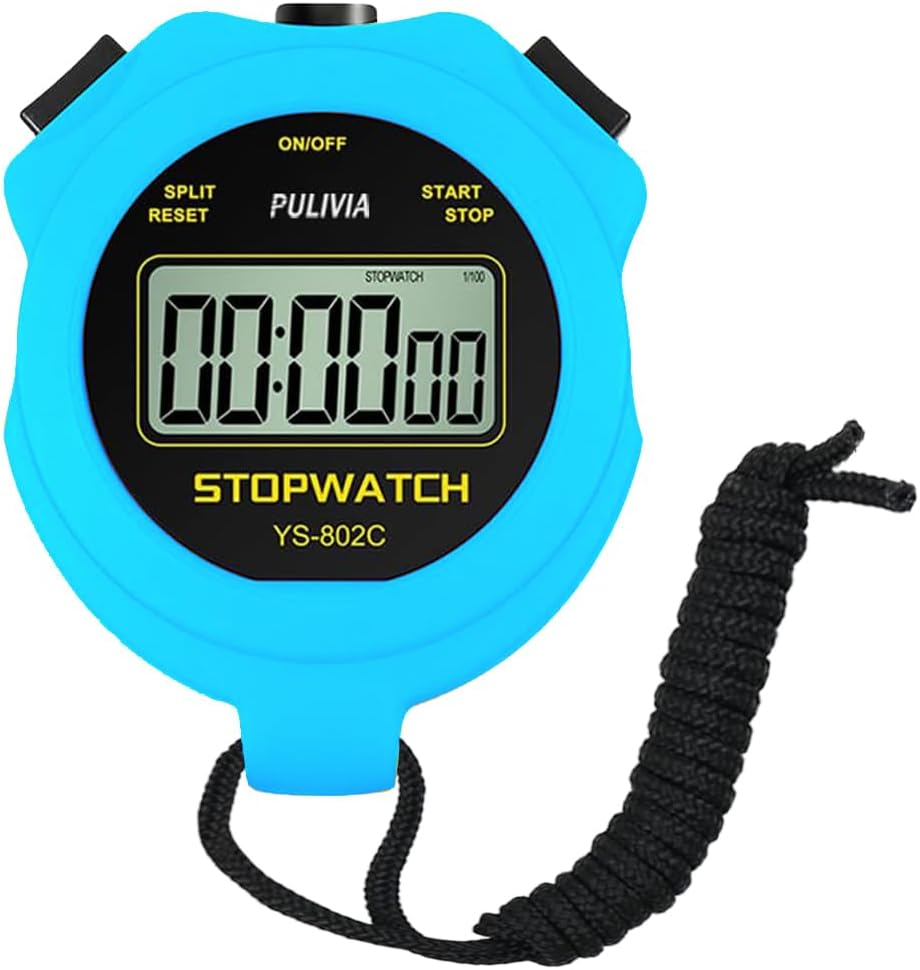 Sport Stopwatch with Silent and On/Off Button, No Clock No Calendar for Easy Operation, PULIVIA Digital Stopwatch for Kids Trainers for Swimming Managers, Blue