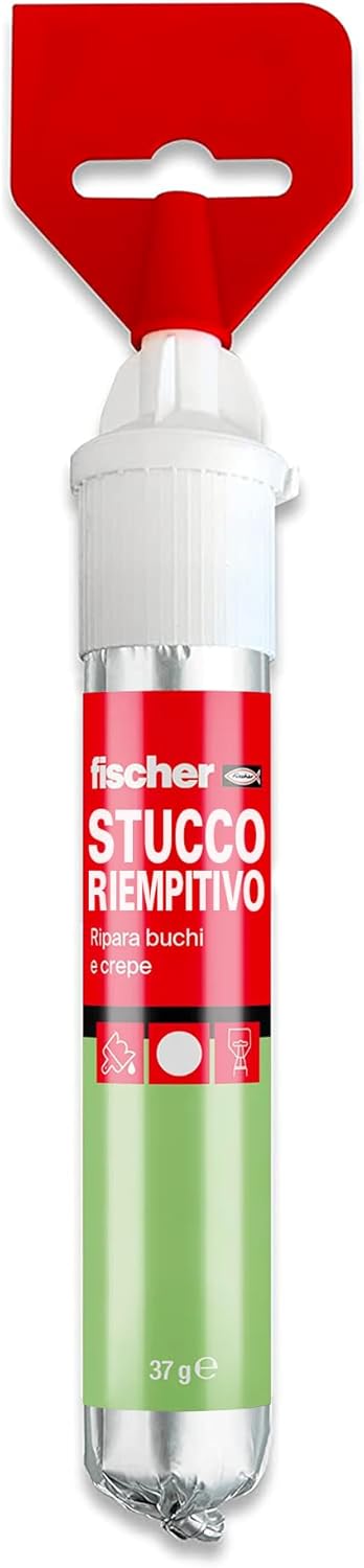 Fischer Fast Putty with Integrated Spatula to Cover Holes and Cracks in the Wall, Ready to Use, White, 70 ml, 552152