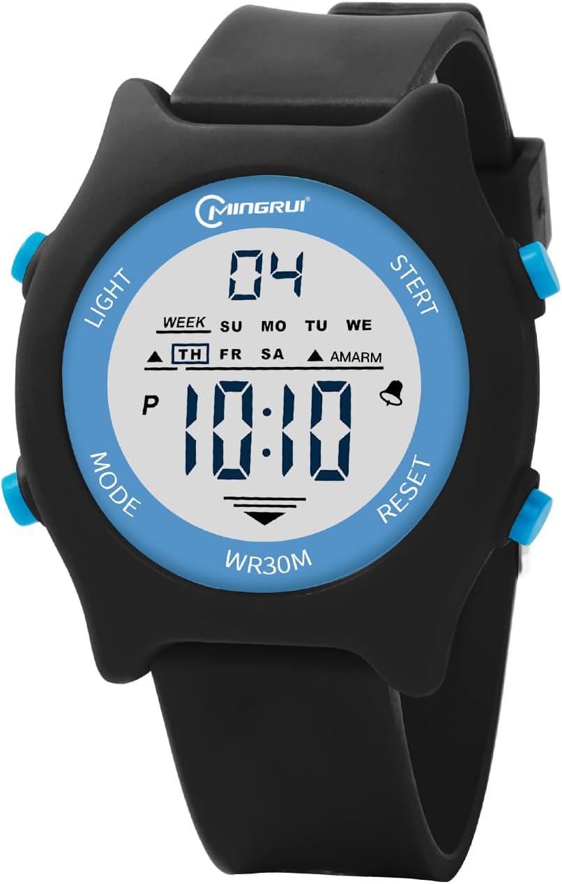 30M Waterproof Children's Digital Watch with Alarm, Chiem, Stopwatch, Calendar, Backlight for Ages 3-15 Years