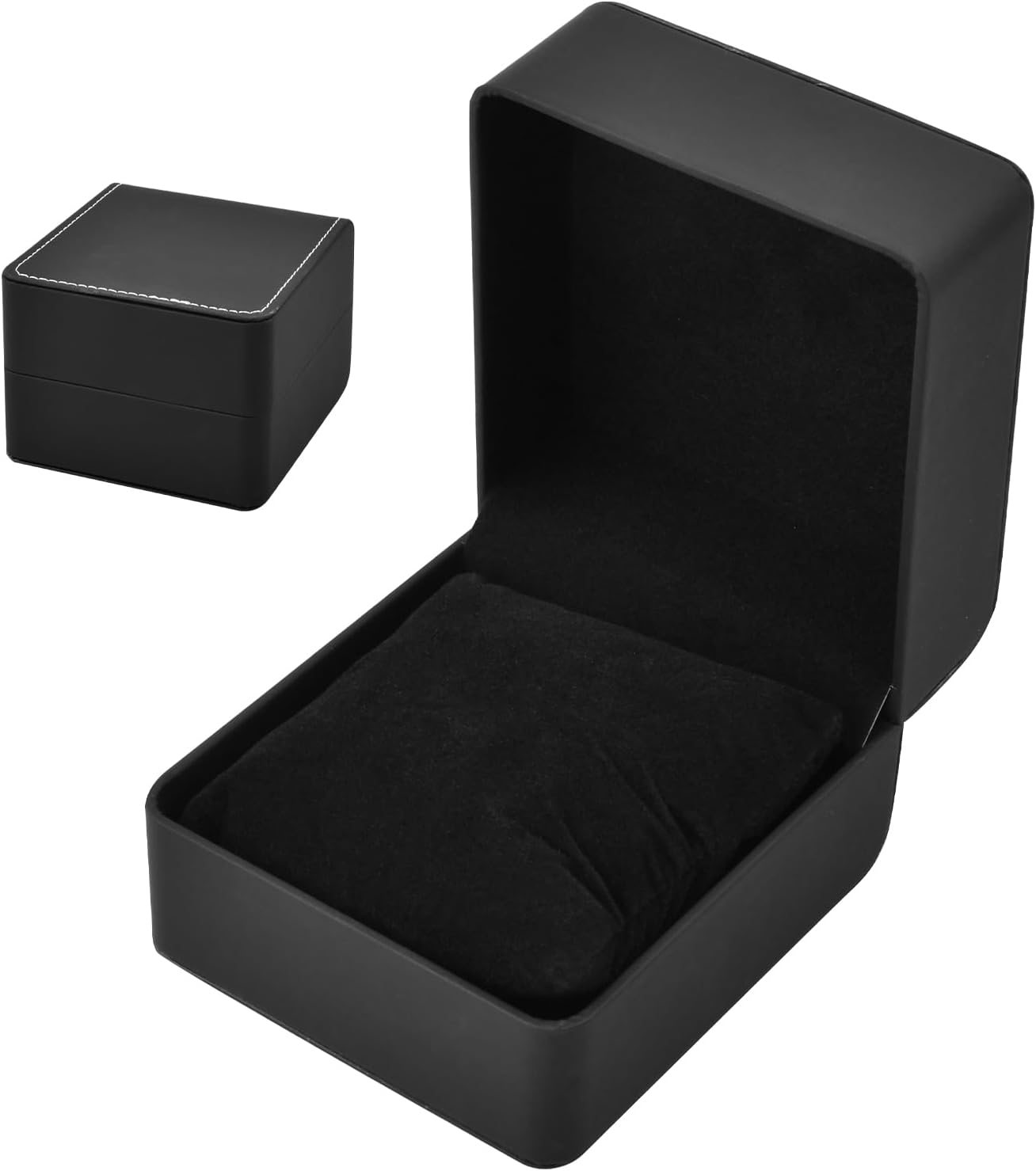 Amexo Watch Box PU Leather Watch Case Single Watch Box with Removable Cushion Travel Watch Holder Gift Box for Men Women (Black)