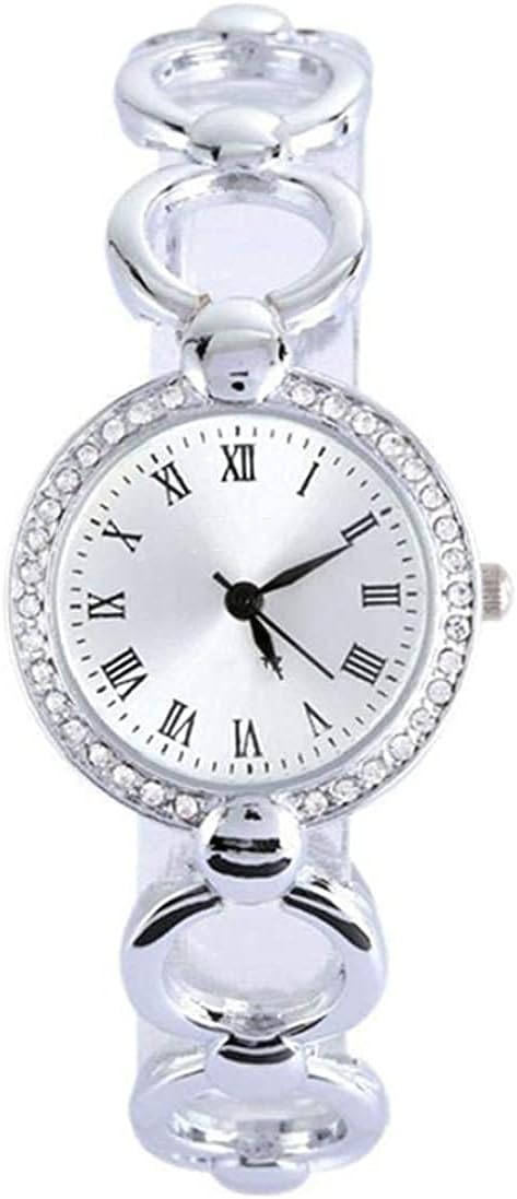 Fashion Women's Analogue Quartz Movement Watches with Alloy Strap Crystal Accents Chain Watches with Silver Battery Button, Bracelet, ???? As picture show, Bracelet