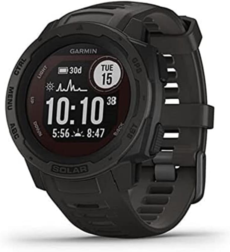 Garmin Instinct Solar Outdoor Heavy Duty Smartwatch with Solar Charging, Built-in Sports Apps and Health Monitor, Graphite