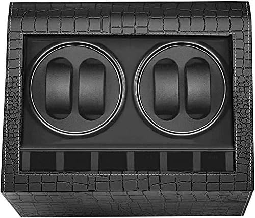 Watch Winder Box with 4 Automatic Watches, Black Eco Leather Display Box