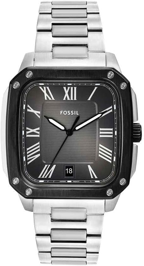 FOSSIL Orologio Crosby da uomo, movimento al quarzo con data a tre lancette e cinturino in acciaio inossidabile