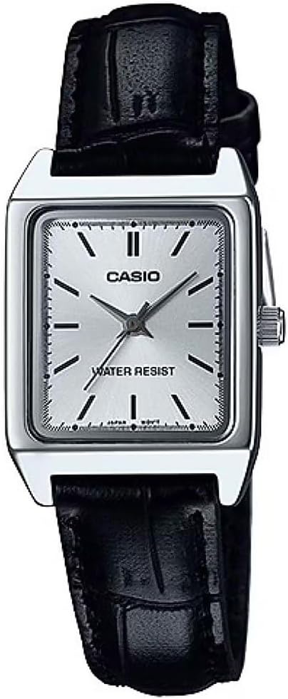 Casio Collection LTP-V007L-7E1 Classic Women's Quartz Wrist Watch with Black Leather Strap Brass Case Analogue Display Grey