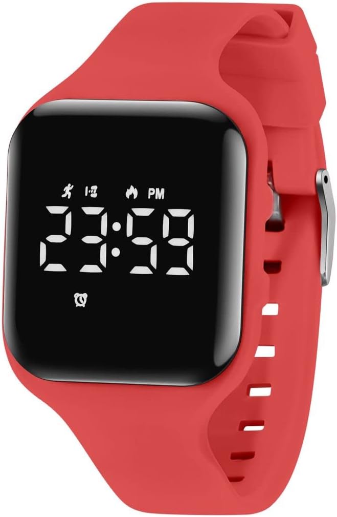 Children's Digital Watch with Pedometer, Calories and Distance without App, Alarm, Stopwatch, Date, Light-Wrist Watch Girl Boy with Silicone Strap