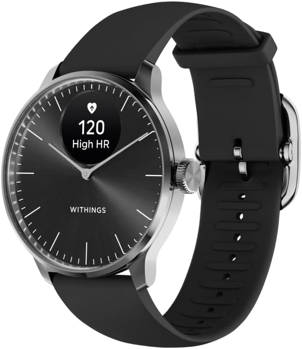 Withings ScanWatch Light Hybrid Smartwatch, 24/7 Heart Monitor, Activity Tracker, Cycle and Sleep Monitor, Connected GPS, 30 Day Battery Life Compatible Android and Apple