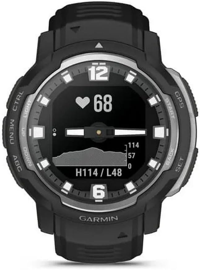 Garmin Instinct Crossover Hybrid Smartwatch, 45 mm, Rugged Design and Super-Luminova Hands, 28 Days Autonomy, +30 Multisport Apps, GPS, Cardio, SpO2, Activity Tracker 24/7 (Black)