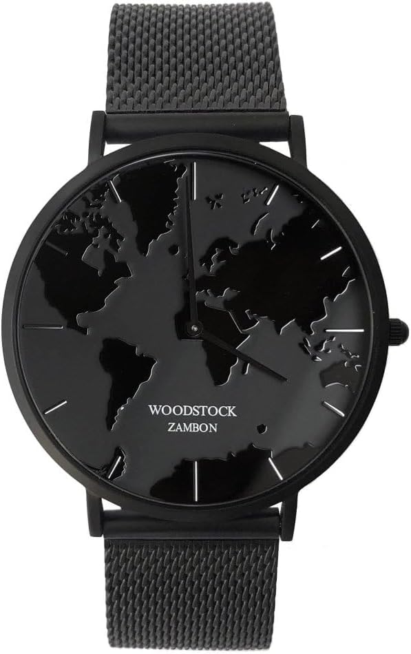Woodstock Zambon® Unisex Black Hole Waterproof Watch – Minimalist Design with Black Dial, Stainless Steel Case Adjustable Strap