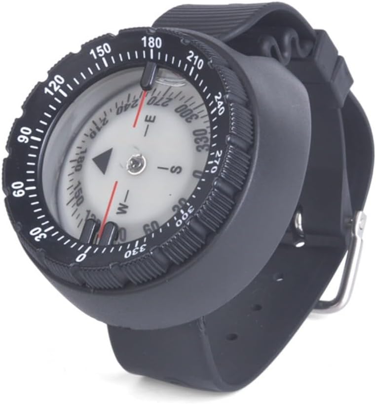 Orologio subacqueo professionale, compatto e portatile, con forte fluorescenza magnetica, cinturino in silicone con chiusura in lega, funzione di navigazione notturna, colore nero