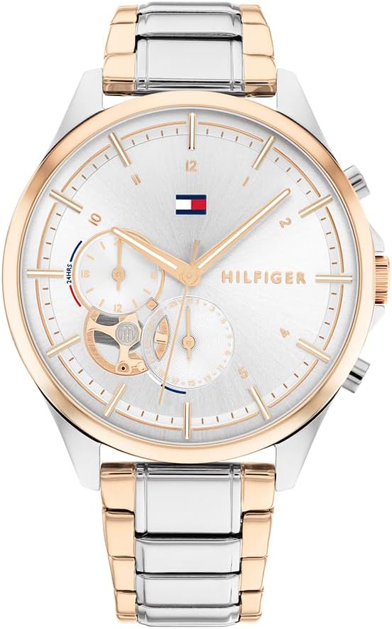 Tommy Hilfiger Orologio Analogico Multifunzione al Quarzo da Donna con Cinturino in Acciaio Inossidabile