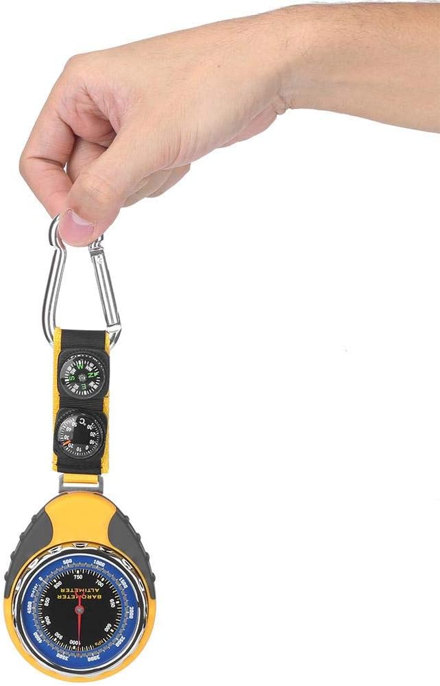 Barometer Altimeter, 4 in 1 Mini Multifunctional Digital Altimeter Barometer Thermometer Compass with Metal Hook for Climbing, Hiking and Outdoor Camping