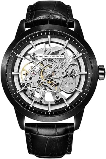 Pagani Design 1638 Men's 43 mm Skeleton Automatic Sapphire Glass Mirror Stainless Steel Case Leather Strap Luxury Sports Watches