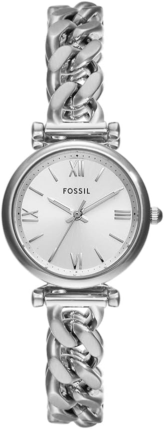 Fossil Orologio Carlie da donna, Movimento al quarzo a tre lancette in tonalità argento con cinturino in acciaio inossidabile