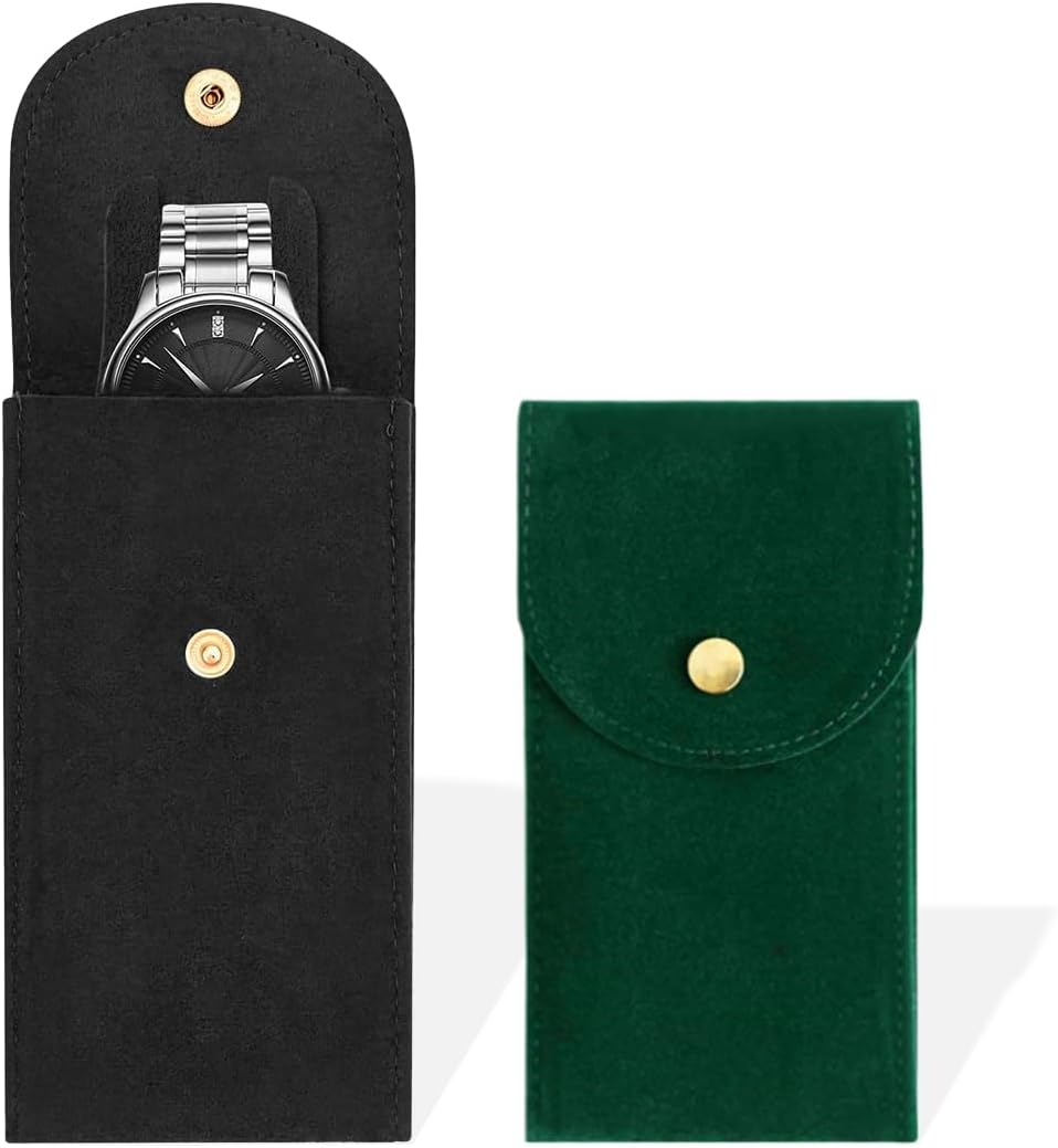 Watch Case 2 Pack Watch Bag, Watch Storage Box, Travel Watch Box, Portable Watch Case, Travel Watch Bag for Men and Women
