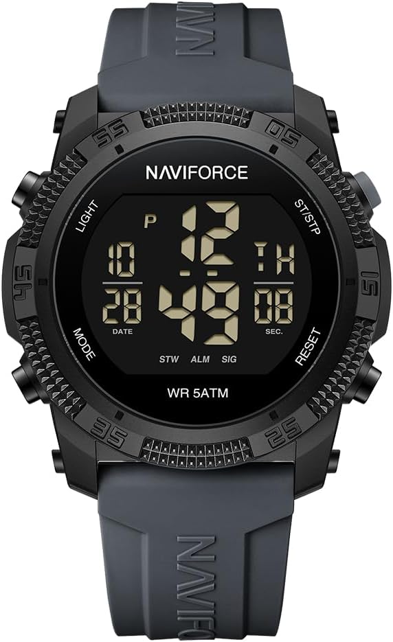 Naviforce Waterproof Digital Sports Watch Men Stopwatch Alarm Rubber Band Wrist Watch for Women
