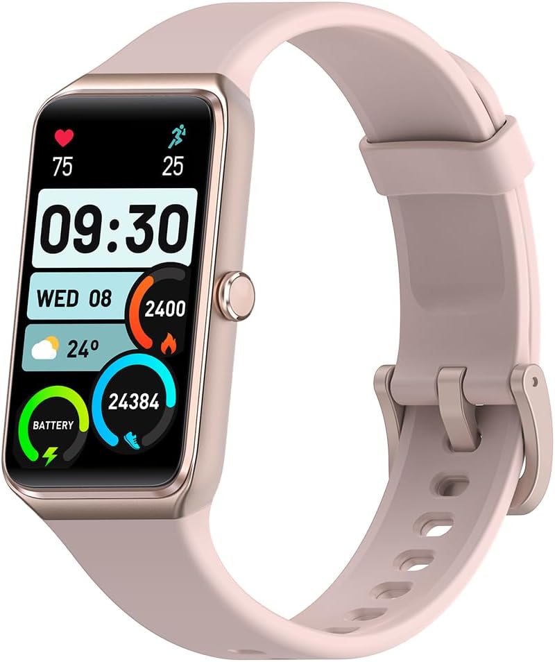 Men's Smartwatch Watch, 1.47 Inch Display Fitness Tracker, Blood Pressure Smartwatch, Pedometer Wrist Monitor, Heart Rate Monitor, Smart Band Compatible with Android and iOS (Pink)