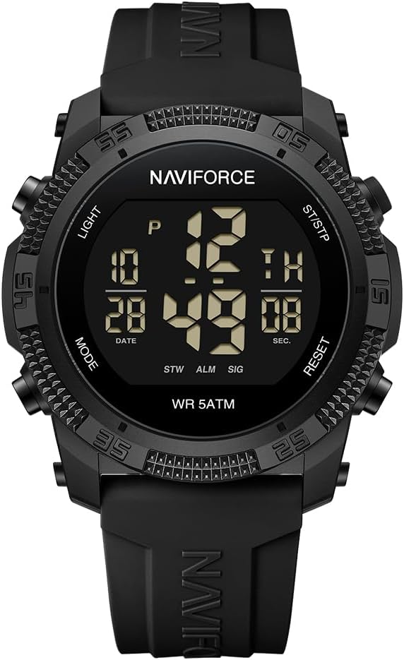 Naviforce Waterproof Digital Sports Watch Men Stopwatch Alarm Rubber Band Wrist Watch for Women