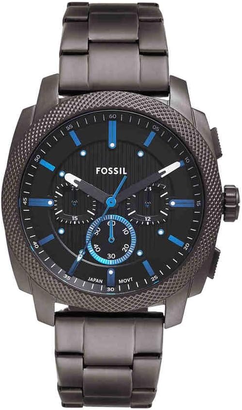 Fossil Orologio New Machine da uomo, movimento cronografo al quarzo da 44 mm con cinturino in acciaio inossidabile o in pelle