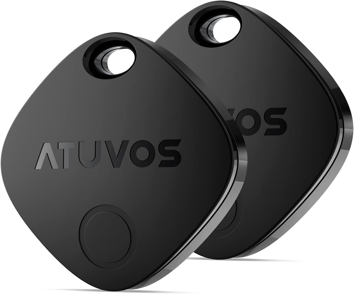ATUVOS Air Tag Smart Tracker 2 Pieces Black, Bluetooth Locator Compatible with Apple Where Is (iOS Only, Android Not Supported), Find Items for Luggage, Suitcases, Backpacks, Replaceable Battery