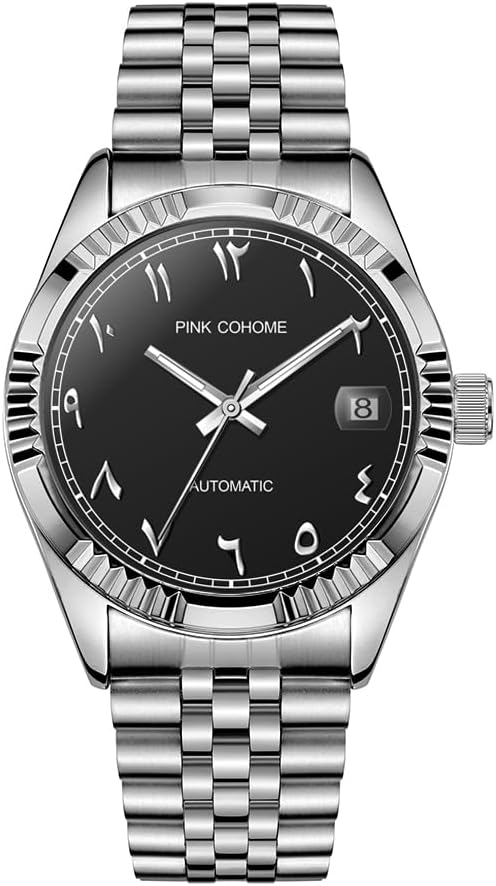 Luxury Steel Mechanical Watches Arabic Numerals Automatic Movement Urdu Numbers 38mm Mechanical Wrist Watch Men Luminous Waterproof Date