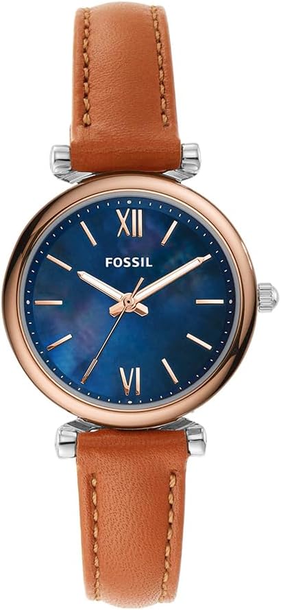 FOSSIL Orologio Carlie da donna, Movimento al quarzo a tre lancette con cinturino in pelle