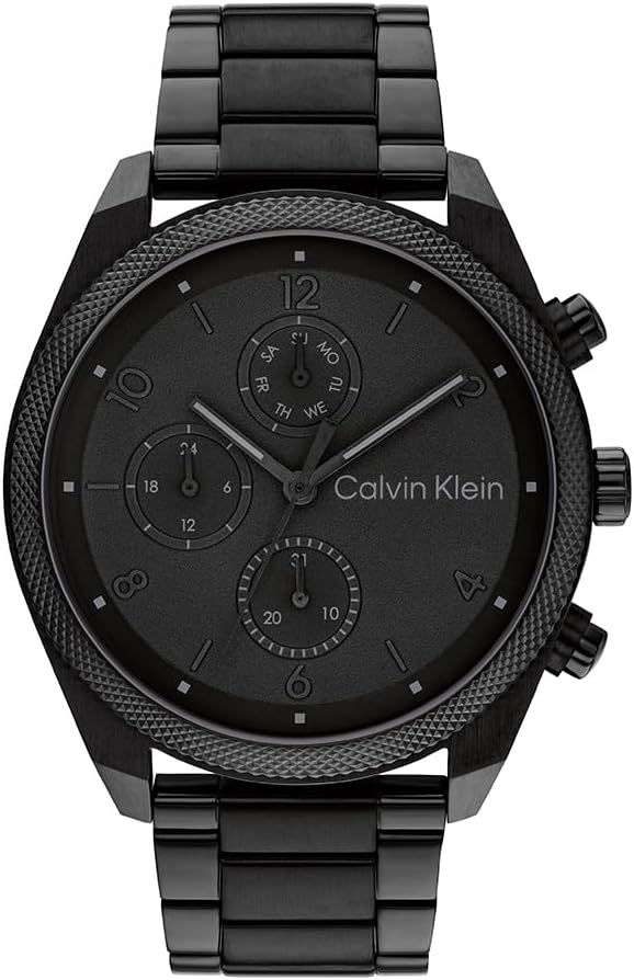 Calvin Klein Orologio analogico multifunzione al quarzo da uomo Collezione IMPACT con cinturino in acciaio inossidabile o in pelle