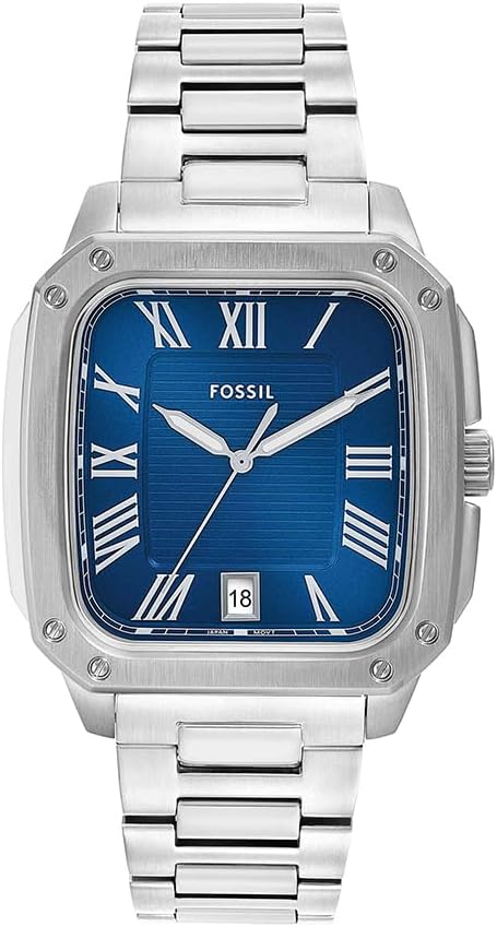 FOSSIL Orologio Crosby da uomo, movimento al quarzo con data a tre lancette e cinturino in acciaio inossidabile