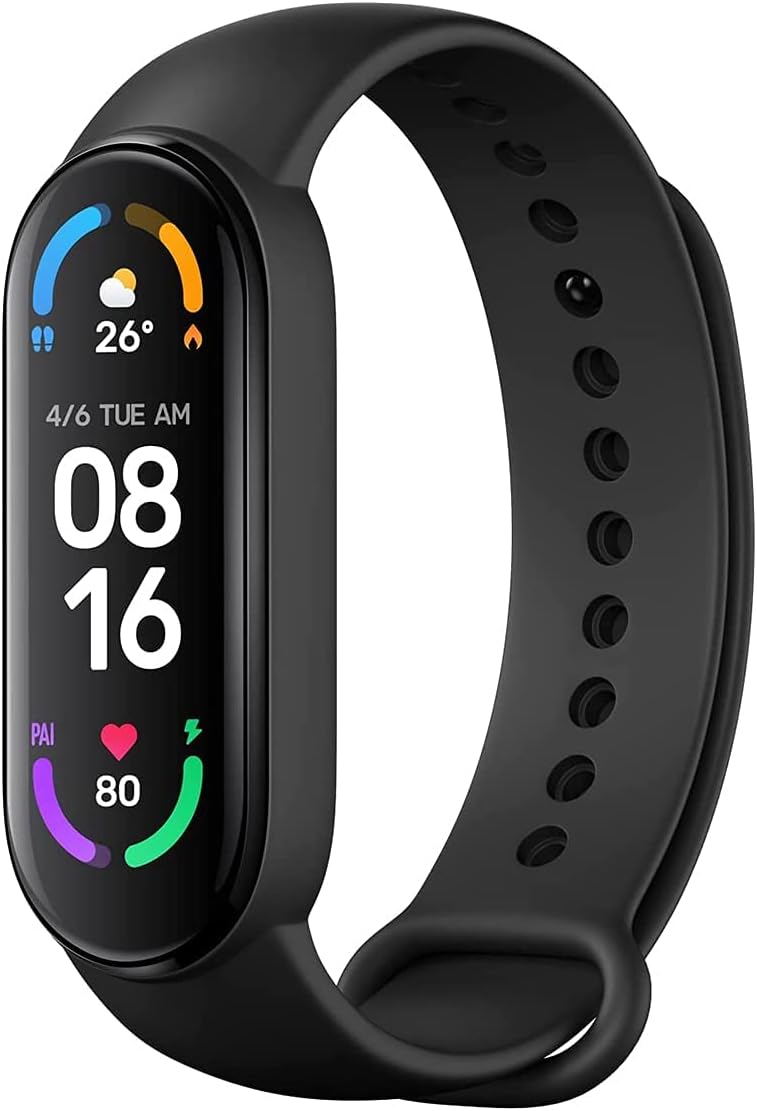 Xiaomi Mi Smart Band 6 Smart Watch, 1.56 Inch AMOLED Screen, Sports Tracking, Water Resistant Up to 5 ATM, Sleep Onitorage, Anti-Bacterial Strap, 125 mAh Battery, SPO2, Black