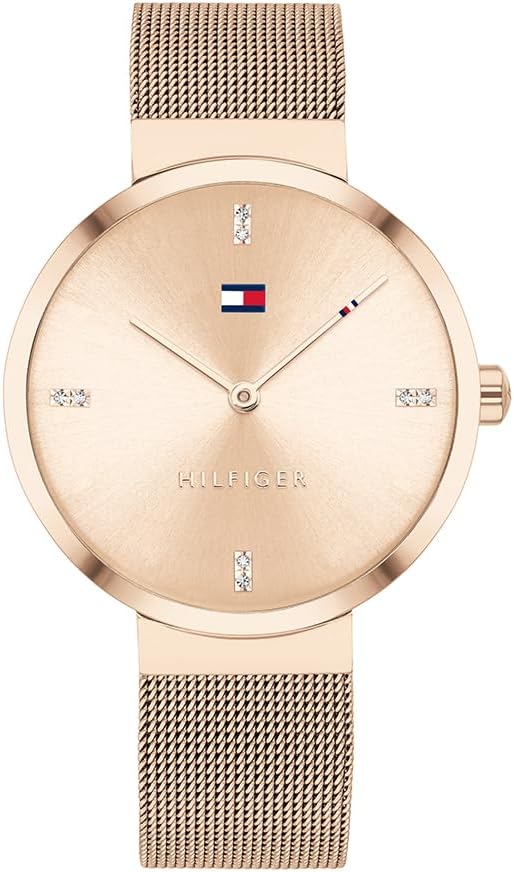 Tommy Hilfiger 1782218 Women's Analogue Quartz Watch with Metal Mesh Bracelet in Stainless Steel Colour Rose Gold
