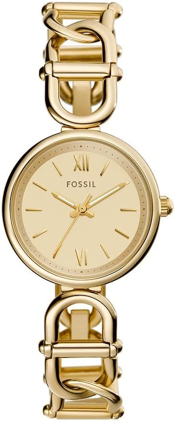 Fossil Carlie Watch for Women, Gold Tone Quartz Three Hand Movement with Stainless Steel Strap