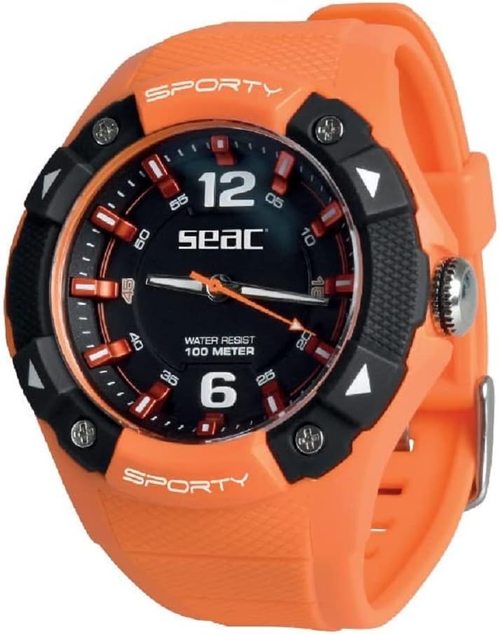 SEAC Sporty Lifestyle Watch Water Resistant 100 m, Durable Rubber Strap Unisex Adult