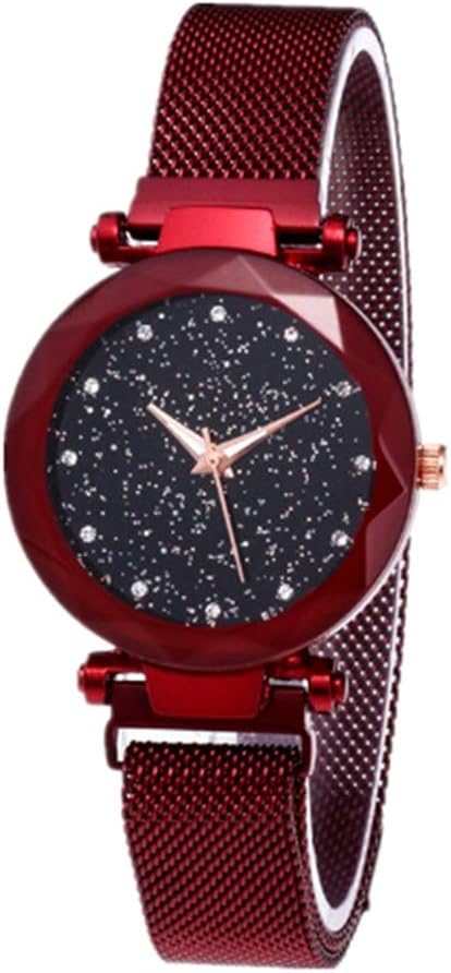 Fashion Women Wrist Watch Rhinestone Magnetic Band Round Dial Quartz Wrist Watch Durable and Useful, bracelet