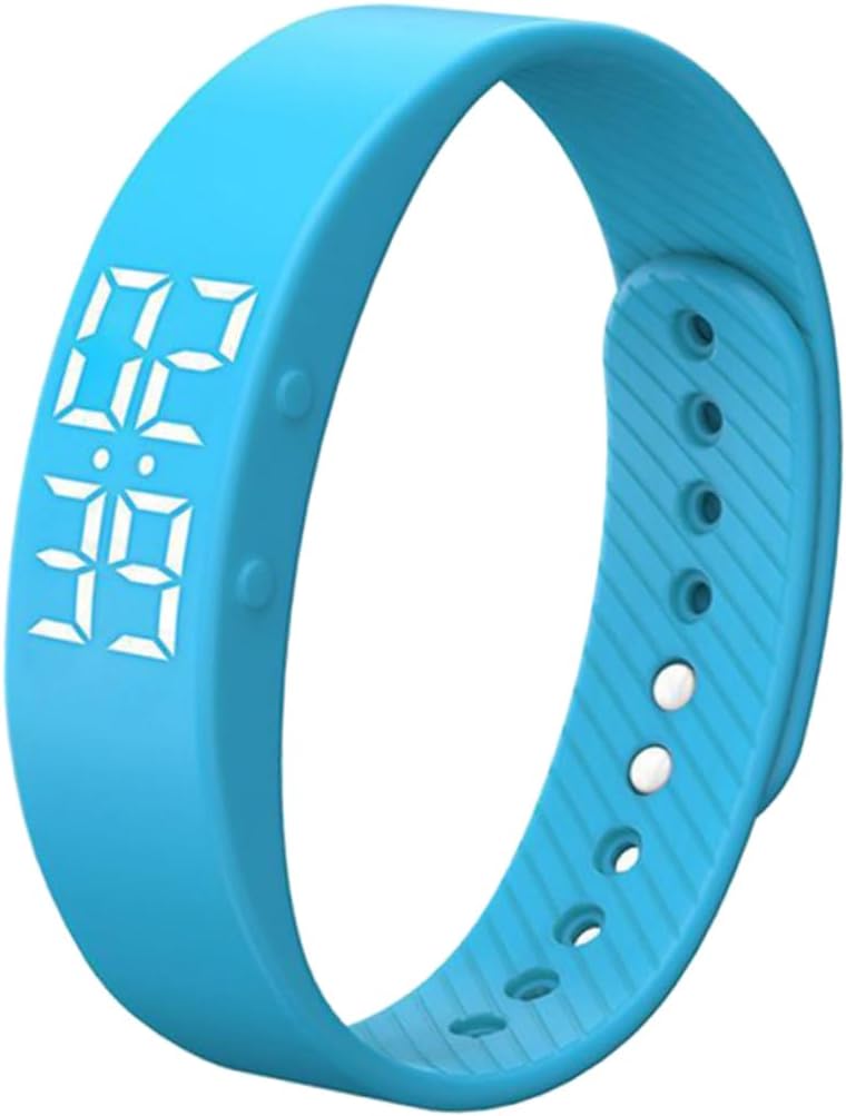 NUOBESTY Smart Fitness Orologio da polso con contapassi, cinturino in silicone impermeabile, display a LED, per sport e fitness, per uomini e donne, blu