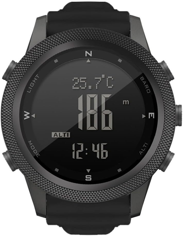 Men's Tactical Smart Watch for Compass, Thermometer, Pedometer and EL Backlight, Metal Case, Lightweight Outdoor Sports Design, Compatible with North-Edge AP46