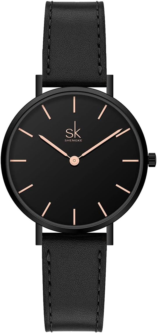 SHENGKE SK Ultra Thin Mini Leather Strap Two Hands Ladies Watch