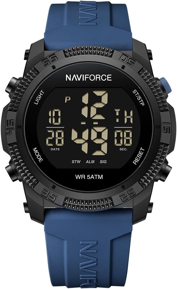 Naviforce Waterproof Digital Sports Watch Men Stopwatch Alarm Rubber Band Wrist Watch for Women