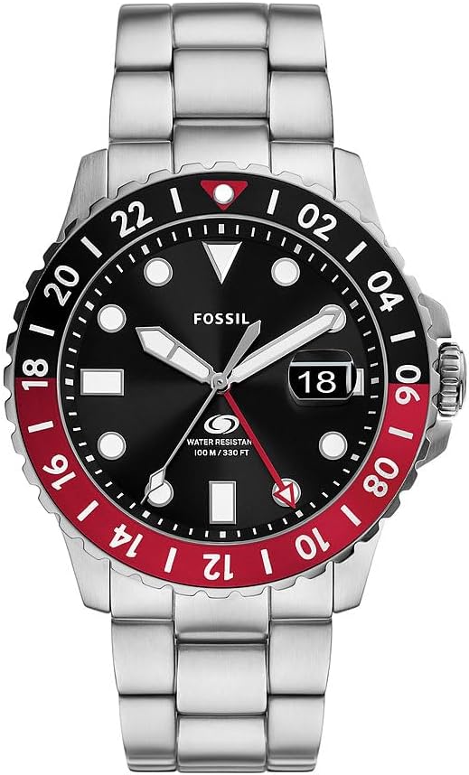 Fossil Blue Men's Watch GMT Movement with Stainless Steel Bracelet or Leather Strap
