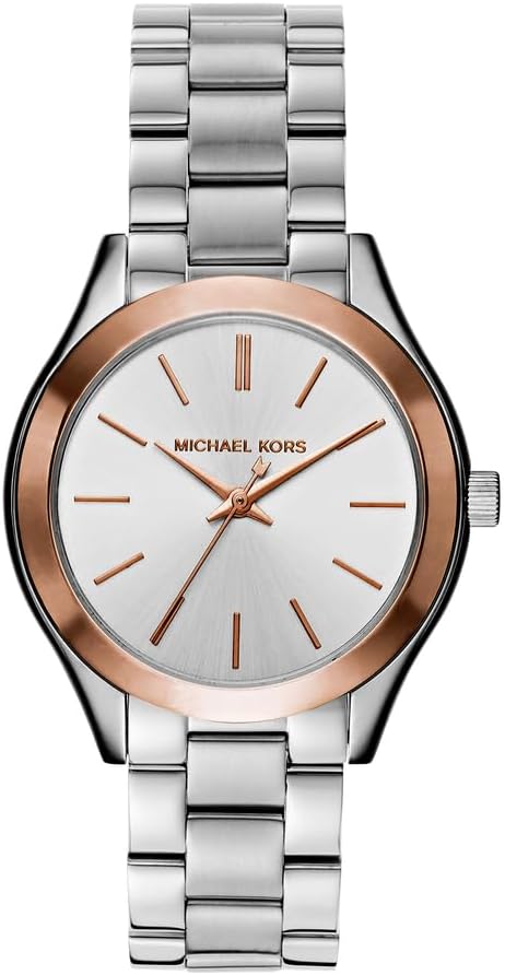 Michael Kors Orologio Slim Runway da donna, Movimento al quarzo a tre lancette da 33 mm con cinturino in acciaio inossidabile