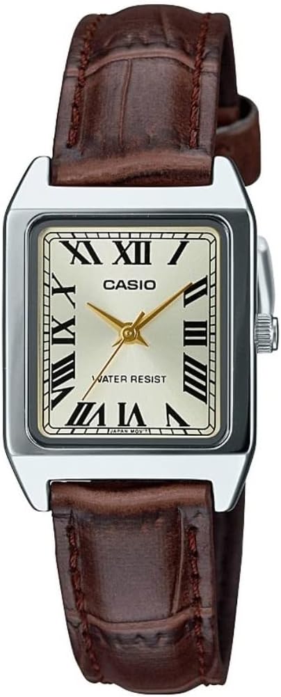 Casio LTP-V007L-9B Women's Quartz Classic Brown Leather Strap Brass Case Analogue Display Grey