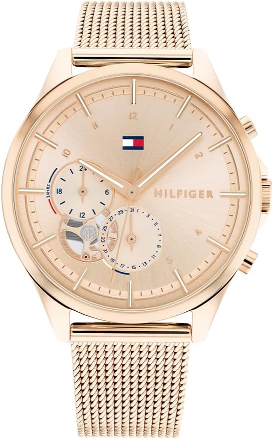 Tommy Hilfiger Orologio Analogico Multifunzione al Quarzo da Donna con Cinturino in Acciaio Inossidabile