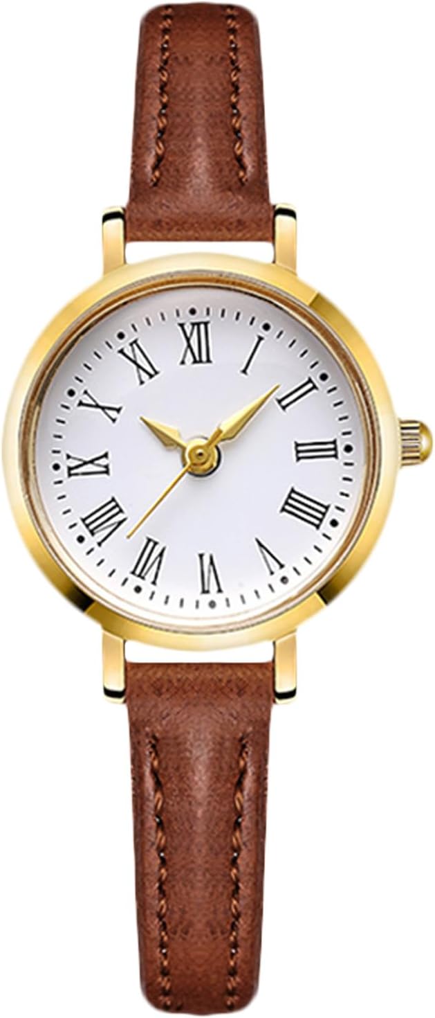 RORIOS Vintage Roman Numerals Women's Delicate Wrist Watches with Leather Bracelet Elegant Quartz Watches for Daily Use