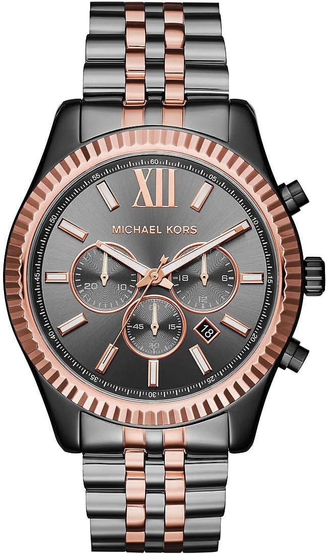 Michael Kors Orologio Lexington per uomo, movimento cronografo al quarzo da 44 mm con cinturino in acciaio inossidabile