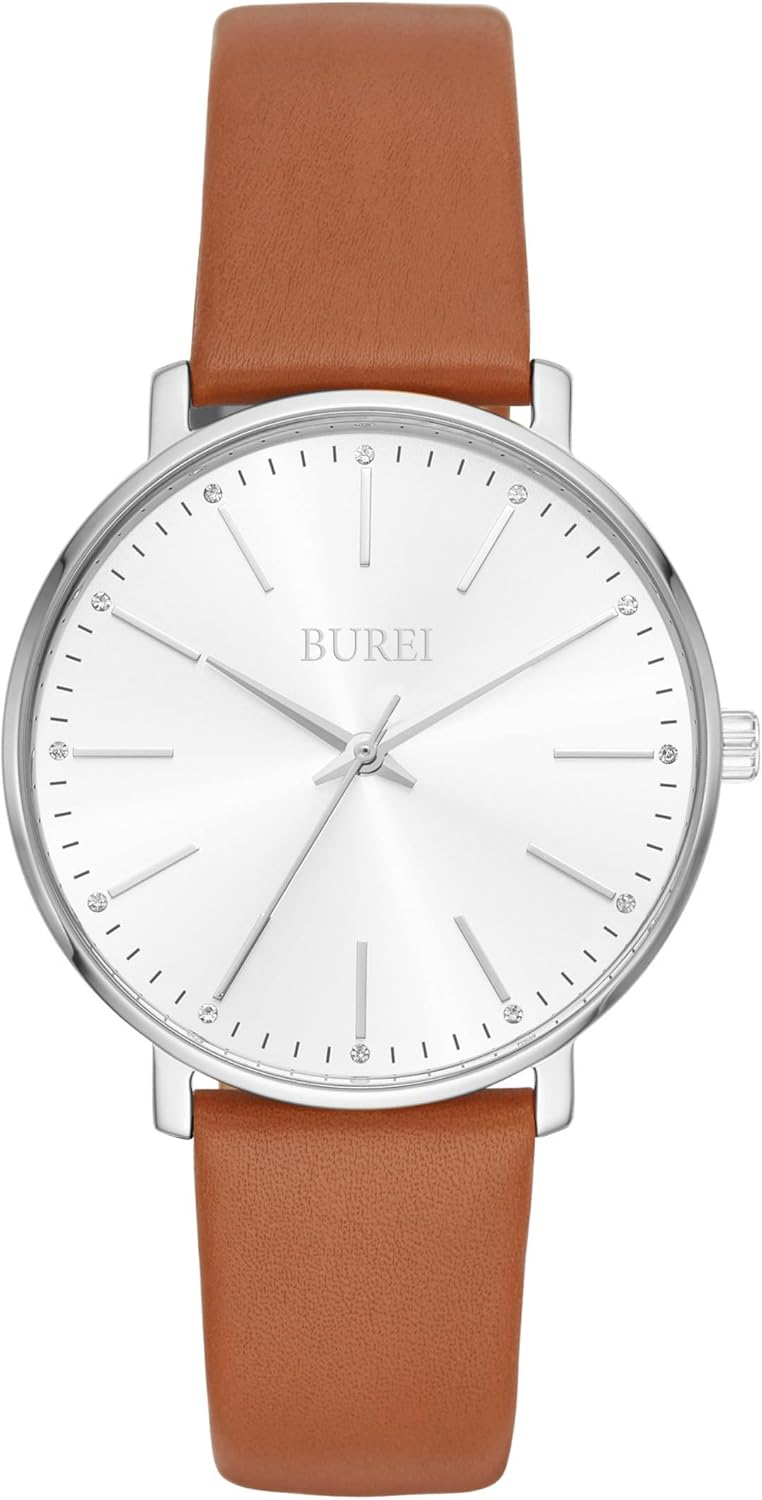 BUREI Women's Watches Fashion Minimalist Analog Leather Quartz Waterproof Watches for Women