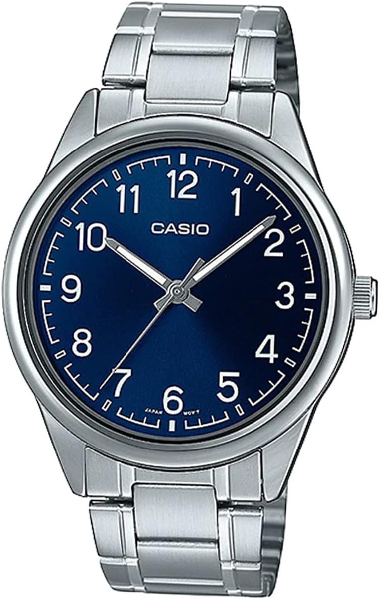 Casio MTP-V005D-2B4 Men's Blue Stainless Steel Simple Dial Analog Watch