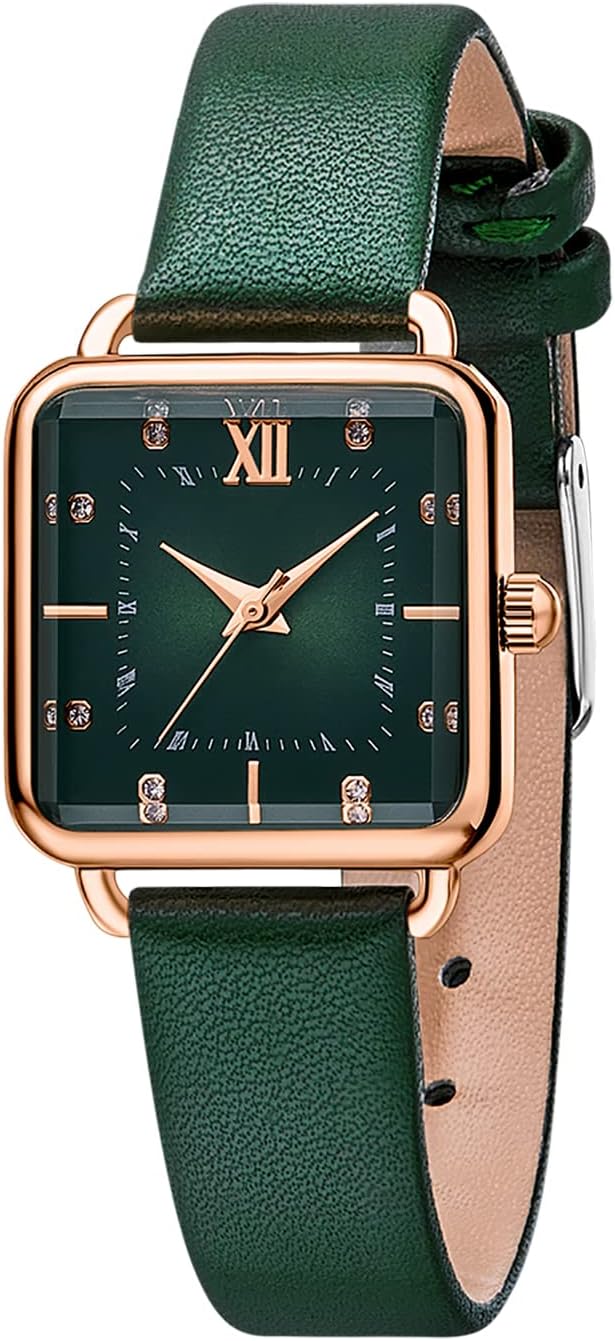 Women's Elegant Casual Quartz Analogue Watch in Stainless Steel with Genuine Leather Strap Waterproof