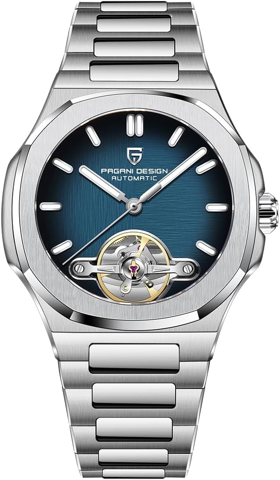 PAGANI DESIGN Men's Watch, PD-YS025, Automatic Winding, Skeleton Tourbillon, Mechanical Movement, Sapphire Sports Lens, Steel Bracelet, 42 mm Case